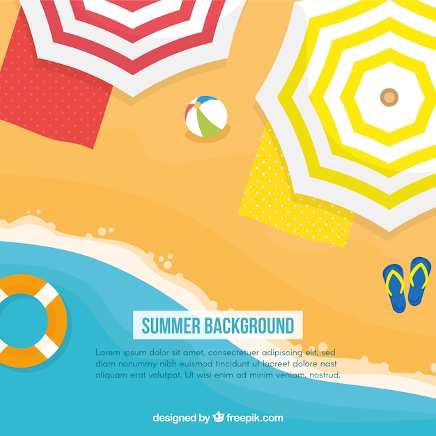 Flat summer background with sunshades