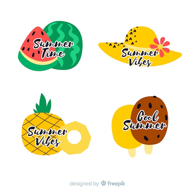 Free vector flat summer badge collection