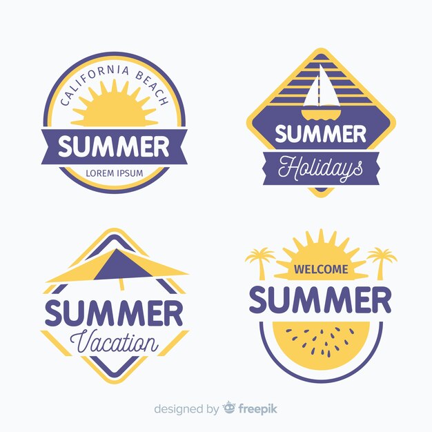 Flat  summer badge collection