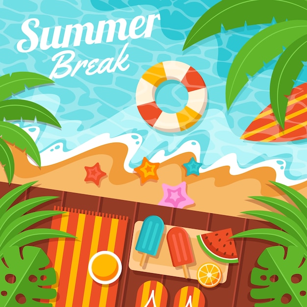 Flat summer break illustration