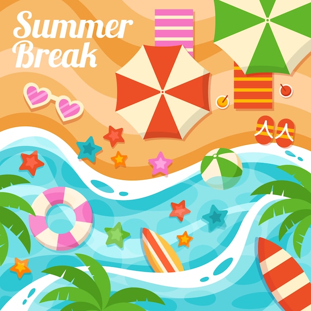 Flat summer break illustration