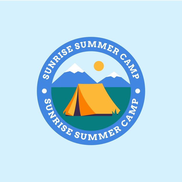 Flat summer camp logo template