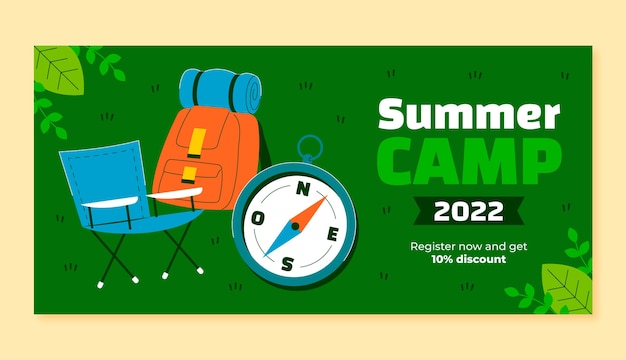 Free vector flat summer camping sale horizontal banner template