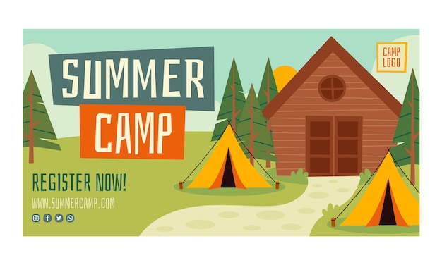 Free vector flat summer camping social media promo template