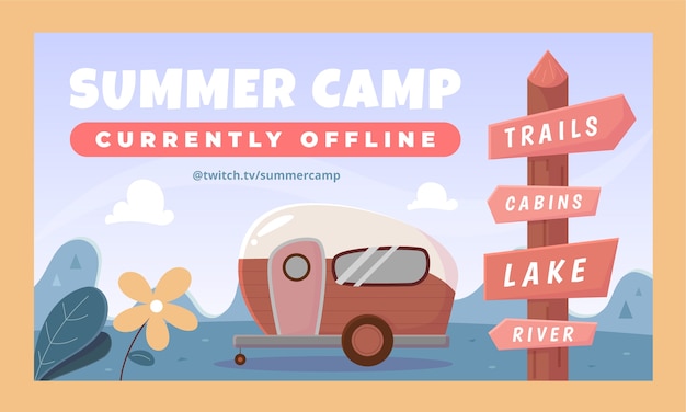 Free vector flat summer camping twitch background