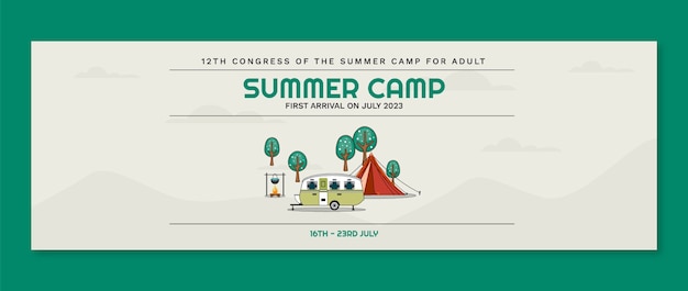 Free vector flat summer camping twitter header