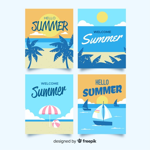flat summer card collection