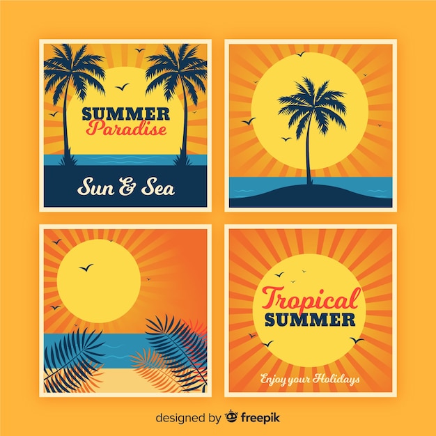 Vettore gratuito collezione flat summer card