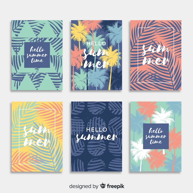 Free vector flat summer card collection