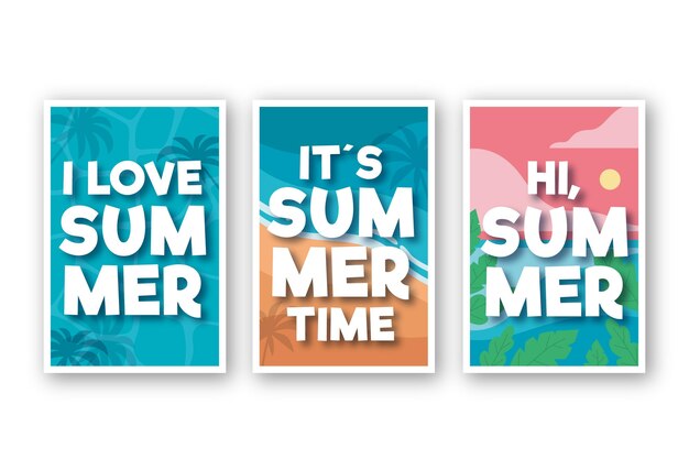 Flat summer card pack template