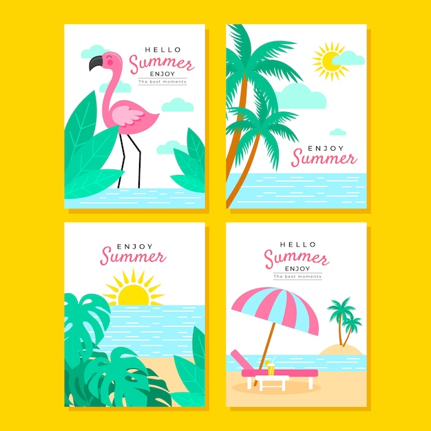 Flat summer card template