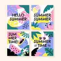 Бесплатное векторное изображение Коллекция плоских летних открыток