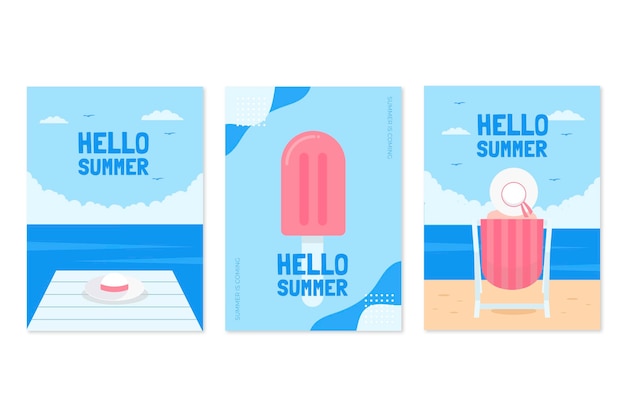 Flat summer cards collection