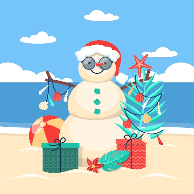 Free vector flat summer christmas illustration