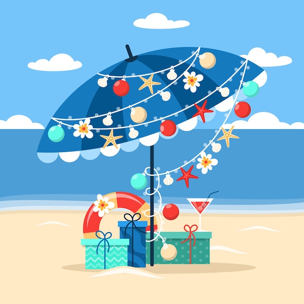 Free vector flat summer christmas illustration