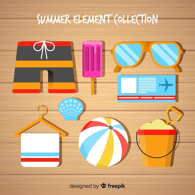 Free vector flat summer element collection