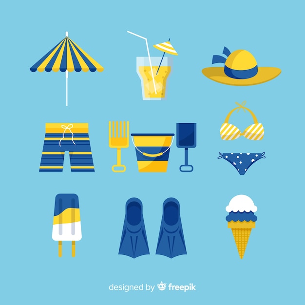 Free vector flat summer element collection