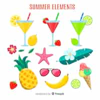 Vettore gratuito collezione flat summer elements