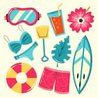 Free vector flat summer elements collection