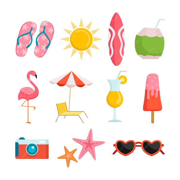 Free Vector | Flat summer elements collection