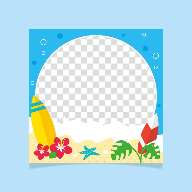 Flat summer facebook frame template