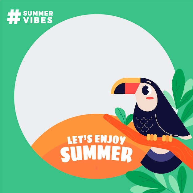 Flat summer facebook frame template