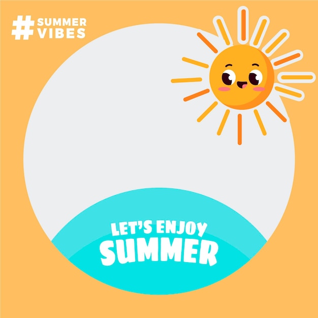 Flat summer facebook frame template