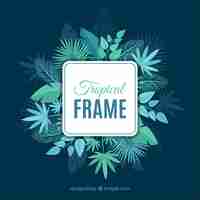 Free vector flat summer frame with tropical leaves