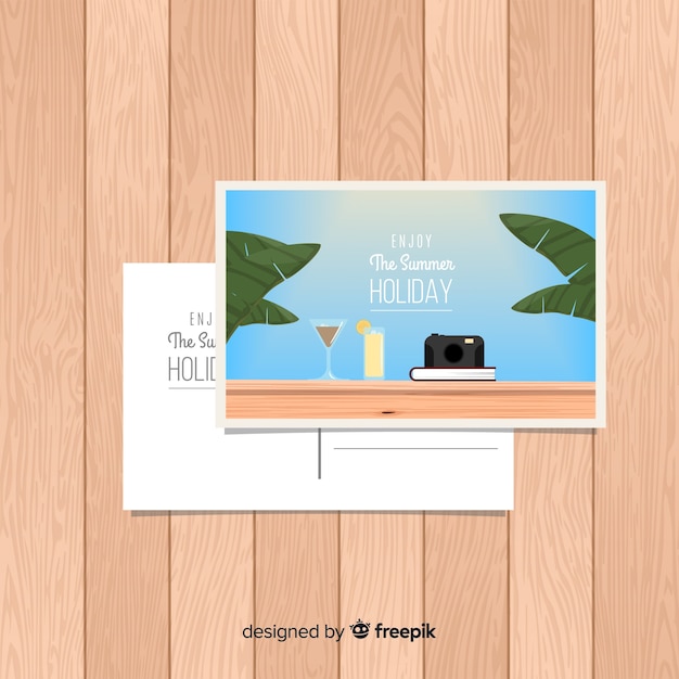 Free vector flat summer holiday postcard template