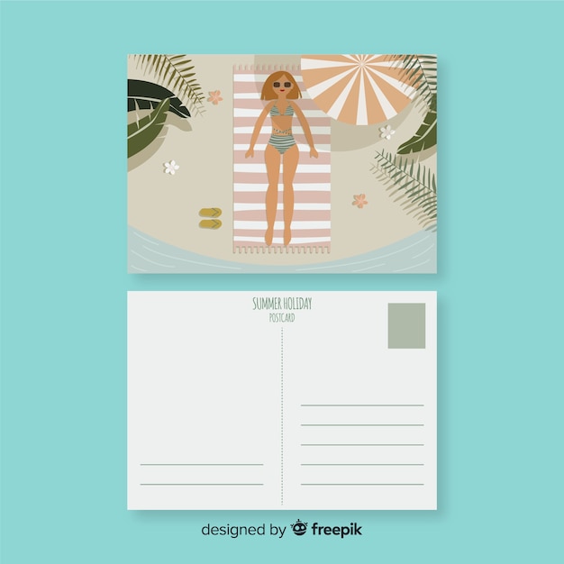 Free vector flat summer holiday postcard