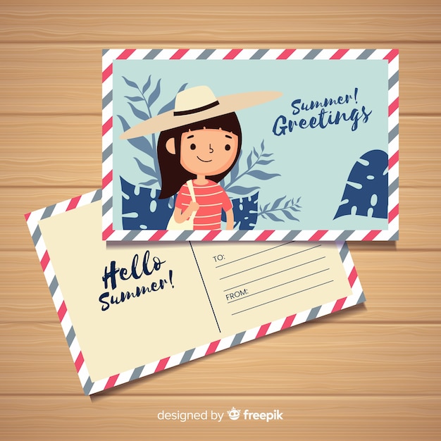 Free vector flat summer holiday postcard