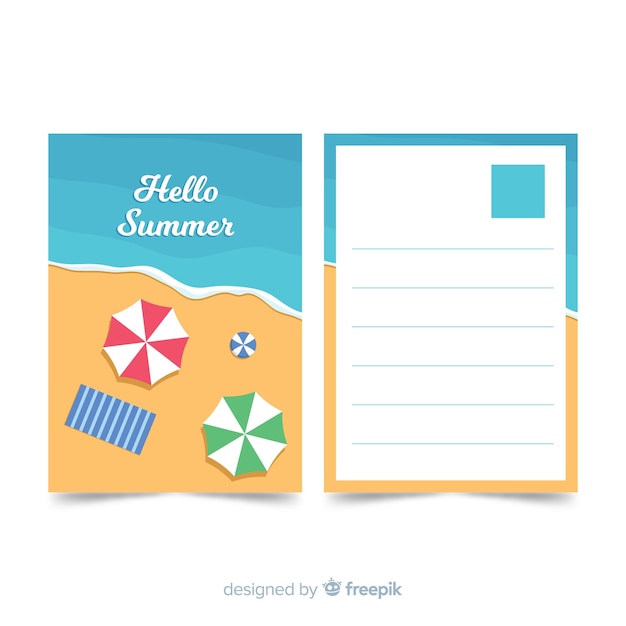 Flat summer holiday postcard 