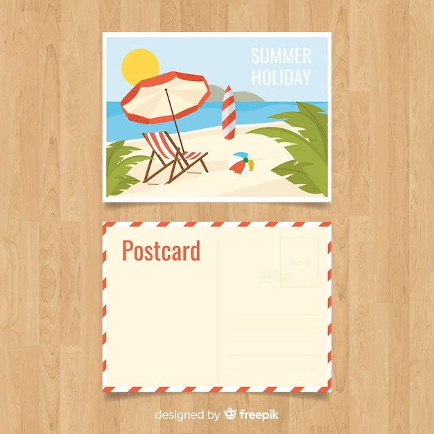 Free vector flat summer holiday postcard