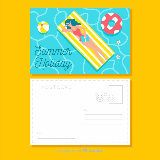 Free vector flat summer holiday postcard