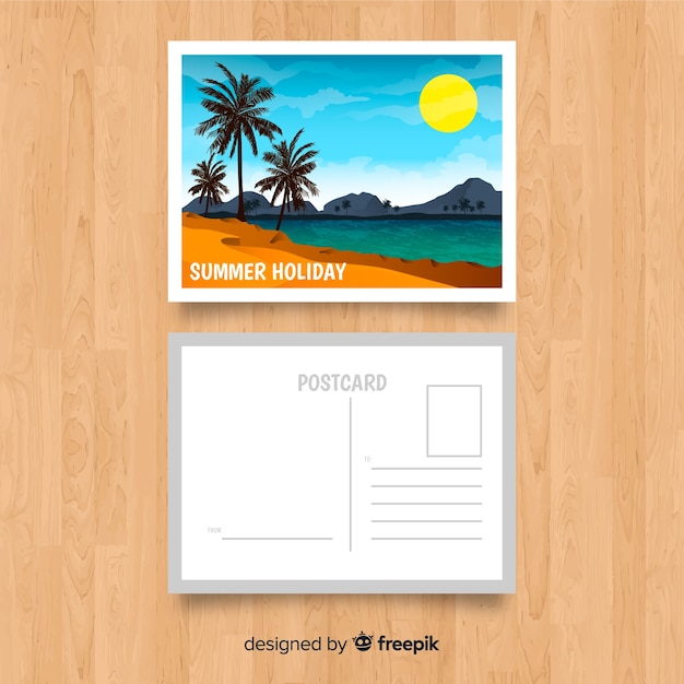 Free vector flat summer holiday postcard