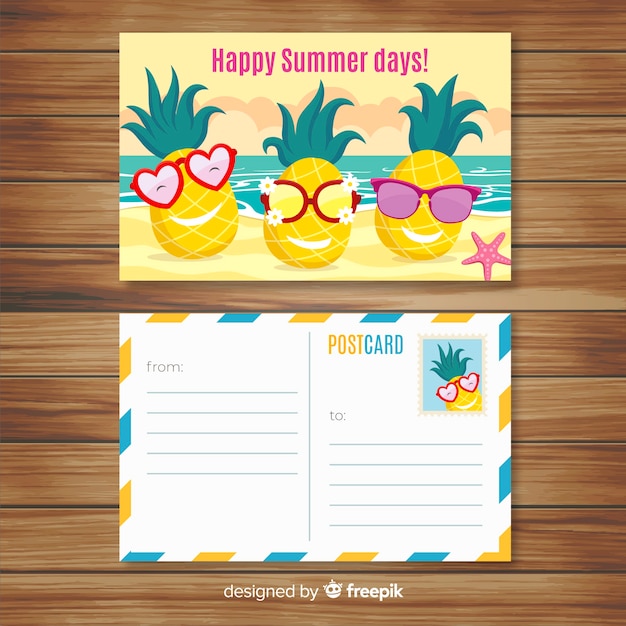 Cartolina di vacanza estiva piatta
