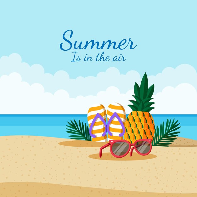ズームのための夏の風景の壁紙 無料のベクター