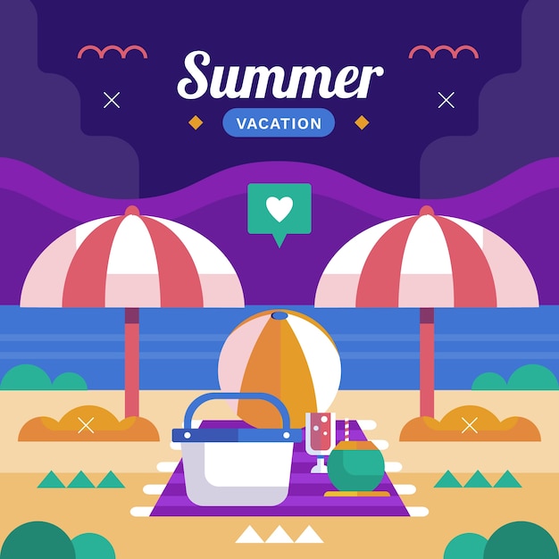 Free vector flat summer illustration