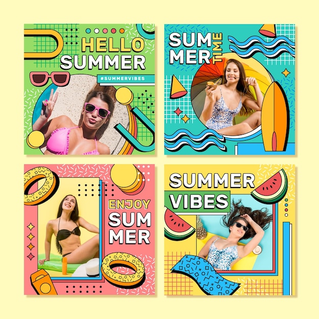 사진이있는 평평한 여름 Instagram 게시물 모음