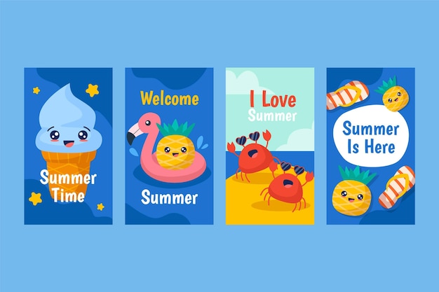 Flat summer instagram stories collection