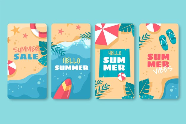 Flat summer instagram stories collection