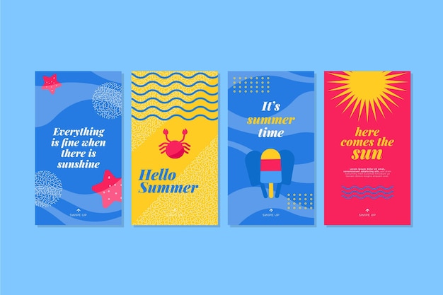 Flat summer instagram stories collection