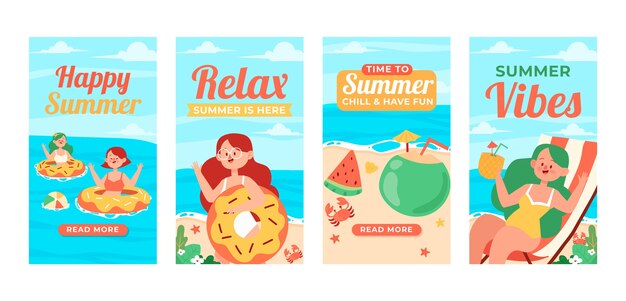 평평한 여름 Instagram 이야기 모음