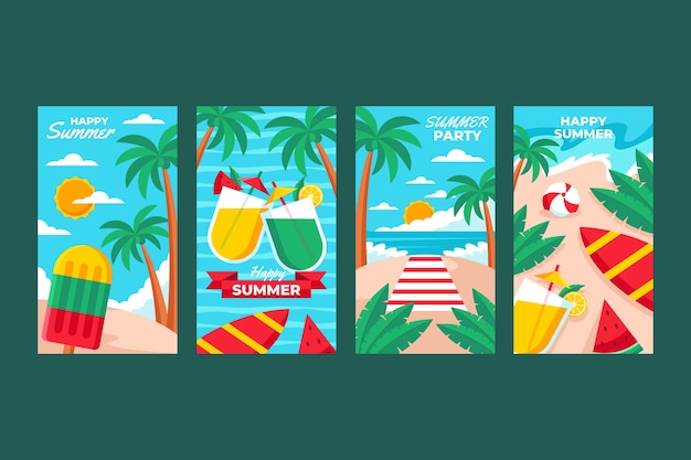 Flat summer instagram stories collection