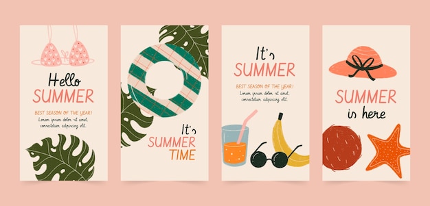 Flat summer instagram stories collection