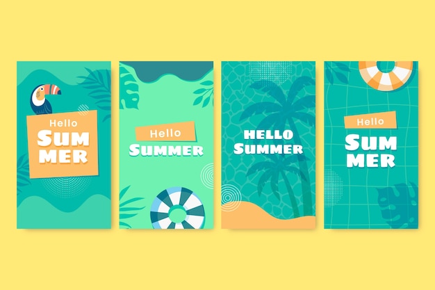 Flat summer instagram stories collection