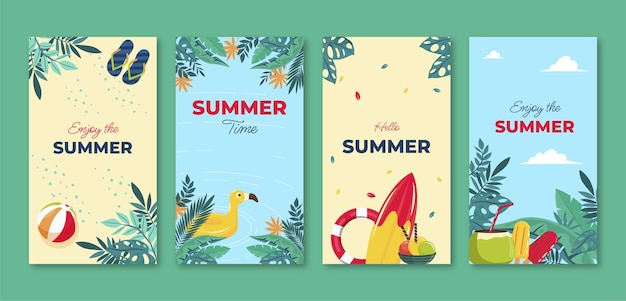 Flat summer instagram stories collection