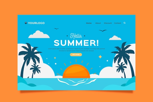 Flat summer landing page template