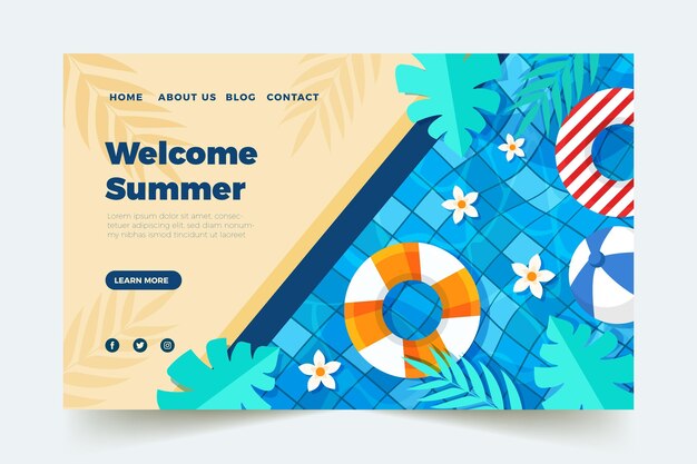 Flat summer landing page template