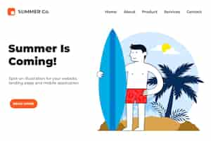 Free vector flat summer landing page template